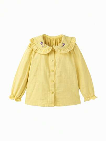 mini bala 年轻女孩泡泡袖衬衫宝宝甜美荷叶边时尚领子上衣潮