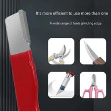 Afilador de tijeras, piedra de afilar para reparar el borde cortante de tijeras de jardín, cizallas eléctricas para podar árboles frutales, utensilio de cocina - rojo - Ver 1