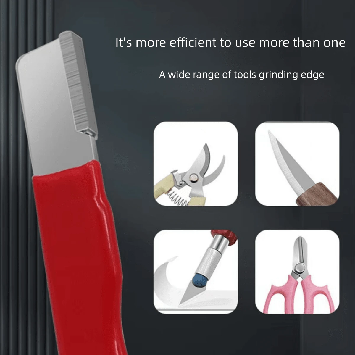 Afilador de tijeras, piedra de afilar para reparar el borde cortante de tijeras de jardín, cizallas eléctricas para podar árboles frutales, utensilio de cocina - rojo - Ver 1