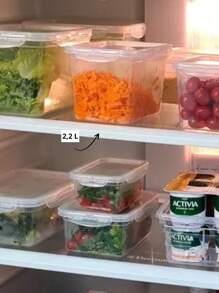 Kit 2 Plastic Pot Container With 4 Locks Sturdy Practical Modern Design 2200ml - Trong sáng - Xem 3