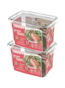 Kit 2 Plastic Pot Container With 4 Locks Sturdy Practical Modern Design 2200ml - Trong sáng - Xem 1