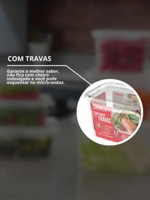 Kit 2 Plastic Pot Container With 4 Locks Sturdy Practical Modern Design 2200ml - Trong sáng - Xem 5