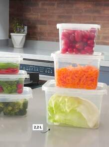 Kit 2 Plastic Pot Container With 4 Locks Sturdy Practical Modern Design 2200ml - Trong sáng - Xem 2