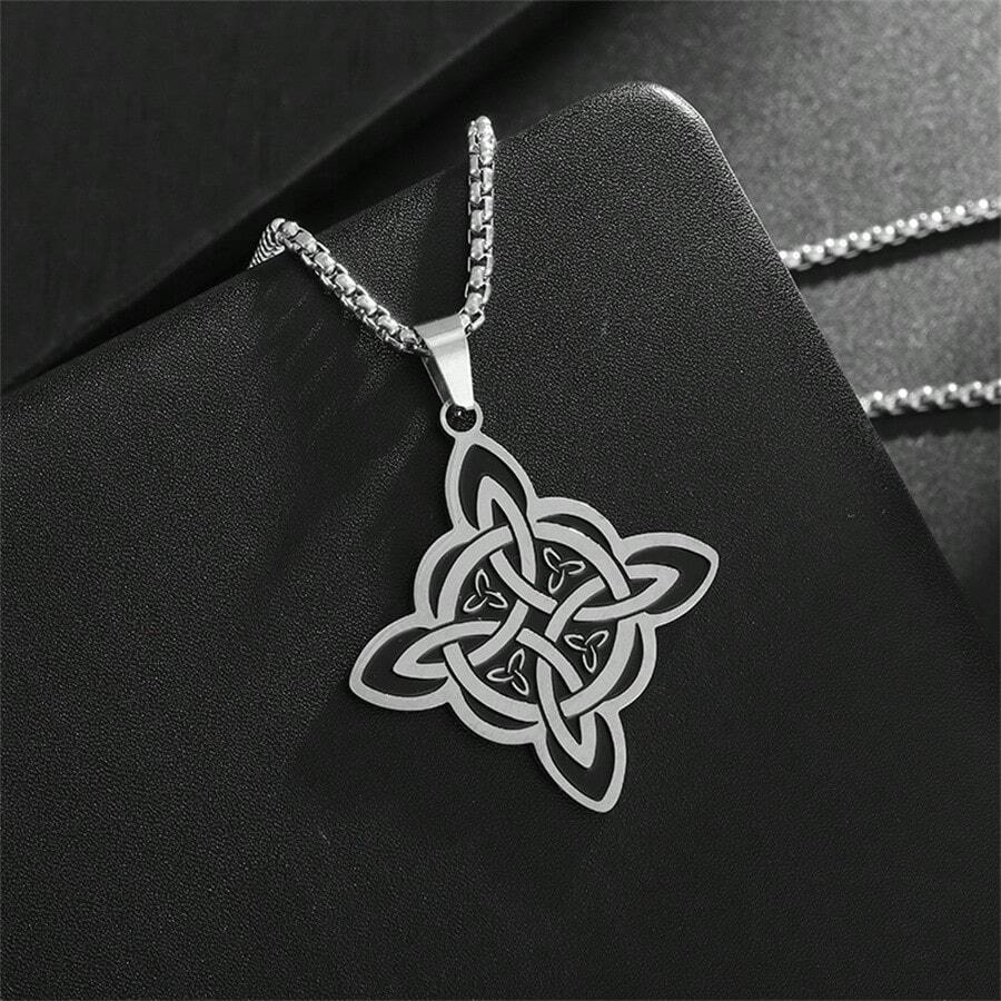 全新复古时尚凯尔特三曲枝不锈钢吊坠项链，男女通用休闲珠宝礼物 - 時尚 - 查看 1