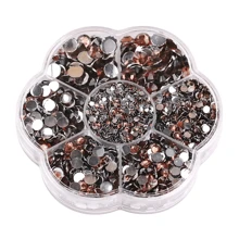 5000pcs/Box, 2mm 3mm 4mm 5mm 6mm, 5 Sizes, Silver Base Crystal Beads Stones,Flower Shape Box Packed, Round Flatback Rhinestones Multi Colors Crystal Gems Non HotFix DMC Jewelry Beads Glass Stones Diamond 3D Pattern Design Accessories Glitter Manicure Decal Decorations For Clothes,Bag,Shoes,Cups,Phone Covers,Handicrafts,Diy Trim.