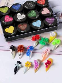 12色雕塑彩绘美甲凝胶套装，3D美甲雕刻凝胶雕塑创意彩绘胶水可卸UV美甲 - 彩色 - 查看 1