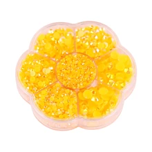 5000 件/盒，2 毫米 3 毫米 4 毫米 5 毫米 6 毫米，5 种尺寸，果冻糖，透明 AB 水晶珠，花形盒包装，圆形平底水钻多色水晶宝石非热熔 DMC 珠宝珠，玻璃石钻石 3D 图案设计配件闪光美甲贴花装饰用于衣服、包、鞋、杯子、手机壳、手工艺品、DIY 装饰。