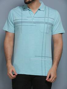 Men's Polo Shirt Summer 2024 With Button And Elastic 5 Colors - verde menta - Ver 2