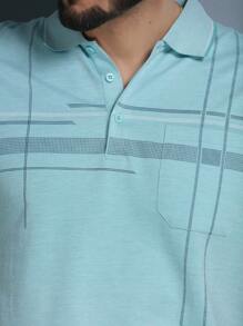 Men's Polo Shirt Summer 2024 With Button And Elastic 5 Colors - verde menta - Ver 7