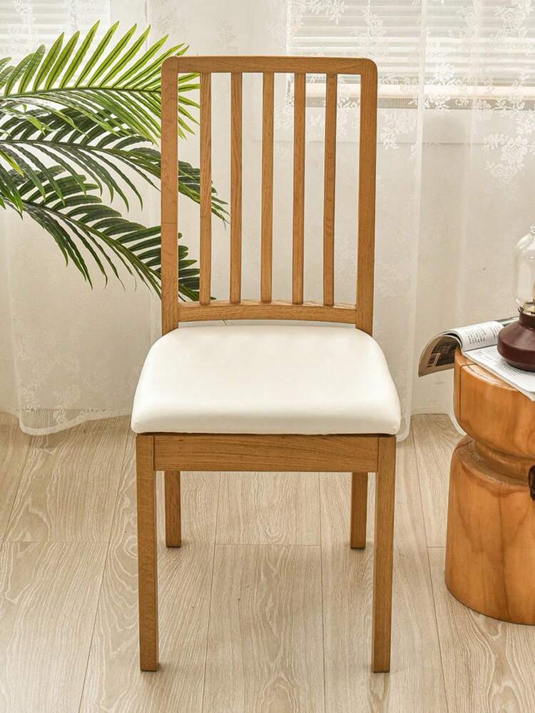 1Pc Chair Covers, Pu Leather Waterproof And Oilproof Stretch Dining Chair Protector Cover Slipcover, Removable Washable Chair Protector Seat Cushion Slipcovers For Home Kitchen - Beige - View 2