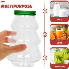 12pcs Christmas Plastic Juice Bottles With Lid 480ml Christmas Tree Shaped Water Bottles Clear Christmas Candy Jar Empty Beverage Container For Smoothies Milk Party Favors Christmas Decorations Christmas Decor Christmas Gifts Christmas Party Supplies Christmas Gift Bags Christmas Bags Christmas Stickers