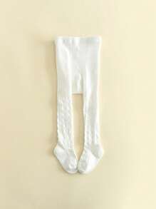 1 Stück Mädchen Leggings einfarbig mit Schmetterling- und Herzenmuster, schwarz-weiß, weich und bequem, Strumpfhose für Kleinkinder für den täglichen Gebrauch - Weiss - Übersicht 2