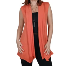 Women's Maxi Viscolycra Stretched Vest Elegant Tailoring Third Piece - 亮橙色 - 查看 4