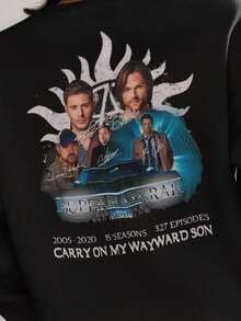 Round Neck Sweatshirt Classic Series Characters , Sam Winchester, Bobby Singer, Crowley And Castiel. - màu đen - Xem 3