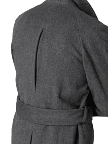 Cappotto Lungo Doppiopetto da Uomo Con Cintura, Nuovo Arrivo Autunno/Inverno, Cappotto Lungo in Lana di Media Lunghezza - Grigio Scuro - Visualizzare 3