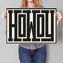 1pc/Set Retro Art Canvas Poster, Black And White Howdy Typography Art Print, Western Decor, Ideal Gift For Bedroom Living Room Corridor Wall Art, Wall Decor, Fall Decor, Wall Decor, Room Decoration, Without Frame - Black and White - View 3