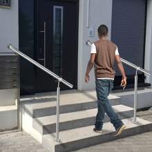 VA-Cerulean Stainless Steel Entrance Railing 80cm/100cm/120cm/150cm/180cm/200cm Stair Railing Handrail Railing For Indoor Outdoor Stairs Wall Handrail With 1 Post - Silver - View 4