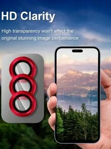 3片装铝合金相机镜头保护膜，兼容 17/16/16e/15/14/13/12/11 Pro Max - 钢化玻璃膜，带超强粘环，防摔，相机镜头保护膜，红色 - 紅色 - 查看 4