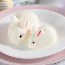 1 pieza Molde de silicona en forma de conejo de Pascua con 2/6 cavidades - Perfecto para hacer jabón, hornear pasteles y proyectos DIY - Blanco - Ver 6