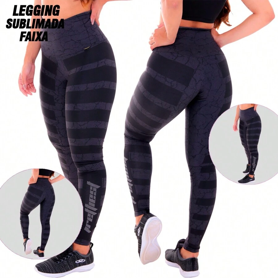 Click Mais Bonita Women's High Waist Sublimated Legging Without Transparency - Black - View 1
