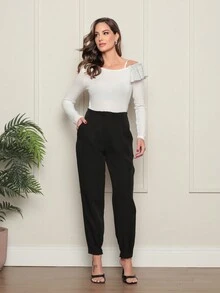 ONLYONE - WOMEN'S LONG SLEEVE BLOUSE WITH DROP SHOULDER AND WITH FLASH MADE ROLLS - WOMEN'S BLOUSES SHEIN BLOUSES - trắng - Xem 3