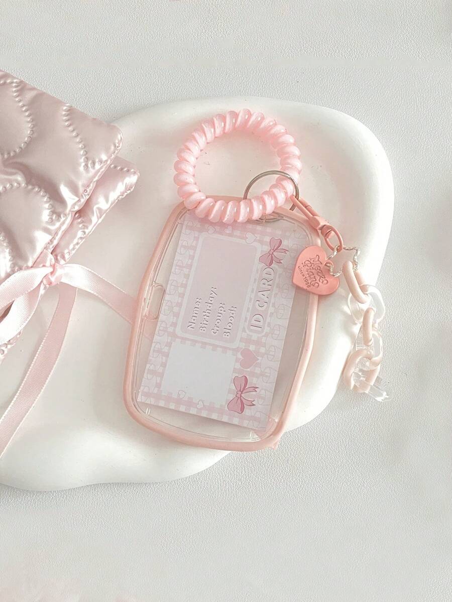 1 Bộ Đựng Thẻ Acrylic Trong Suốt Hình Bầu Dục Màu Hồng Đa Năng - Hồng - Xem 1