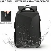 resilver 防盗背包防水黑色商务 USB 充电 EVA 硬壳旅行笔记本电脑背包适合 16 英寸笔记本电脑圣诞节秋季大学学校书包学校大学礼物尖叫包背包冬季圣诞礼物旅行包节日感恩节胸包侧包挎包皮包流浪包腰包黑色包节日必备露营夏季返校笔记本电脑包运动生活度假包背包旅行必备品大包春季笔记本电脑包 - 黑色 - 查看 9