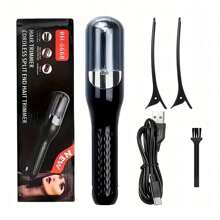 自动毛发修剪器无绳分叉毛发修剪器，便携式 USB 毛发修剪工具，自动护理毛发修剪器，适用于受损发质护理，便携式美发沙龙品质，让头发顺滑健康，节日礼物 - 黑色 - 查看 13