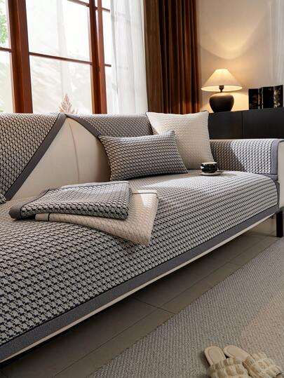 1 Vỏ gối sofa viền nhung, Thiết kế hiện đại đa năng, thân thiện với vật nuôi, chống bẩn, chống trượt, Vỏ bảo vệ sofa chống trầy xước mùa xuân/thu, phù hợp với ghế sofa hình chữ L và ghế sofa 1/2/3/4 chỗ ngồi (Bán riêng lẻ)