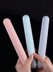 1pc/2pcs Portable Travel Toothbrush Holder, Vertical Striped Toothbrush And Toothpaste Organizer - Multicolor - View 6