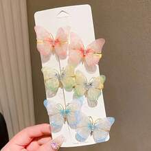 6pcs Rhinestone Decorated Butterfly Hair Clips, Vintage Hair Accessories, Fashion Hair Clips Suitable For Women And Daily Use - Multicolor - View 3