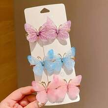 6pcs Rhinestone Decorated Butterfly Hair Clips, Vintage Hair Accessories, Fashion Hair Clips Suitable For Women And Daily Use - Multicolor - View 7