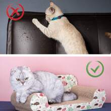 Nobleza - Katzenkratzbrett mit Katzenminze Kratzbrett für Katzen Kätzchen Kratzspielzeug Lounge Kartonkratzer 56*26*20 cm - Braun - Übersicht 6