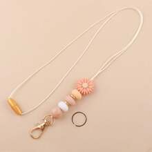 1 PIEZA Cordón para identificación y portallaves con flor para profesor, llavero con colgante de flor bonita DIY para dama, enfermera, empleado, estudiante