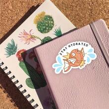 1 件，保持水润鱼 PVC 可移除贴纸 - 3 英寸防水、防晒、耐用，适用于笔记本电脑、水瓶、汽车、窗户、头盔等