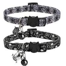 1pc Adjustable Halloween Cat Collar With Pendant, Buckle And Bell - Multicolor - View 8