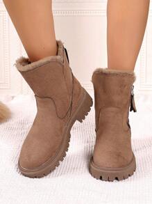 2024 New Thermal Lined Ankle Boots For Women, Winter Warm Snow Boots, English Style Short Booties With Height Increase