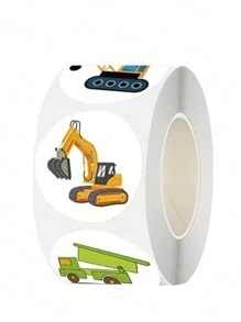 500pcs/Roll Cartoon Truck Stickers, Reward Stickers, Stationery Stickers, Gift Decorative Labels Back To School