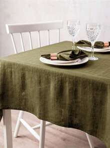 1pc European/American Retro Solid Color Skin-Friendly Absorbent Tablecloth For Hotels, Banquets, Home, Parties, Festivals, Square Table