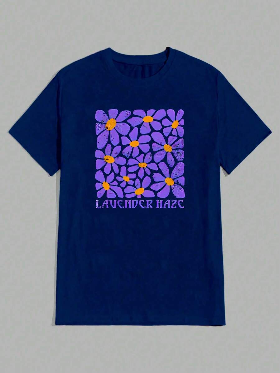 Unisex Lavander T-Shirt 100% Cotton Streetwear Launch Shipping In Various Colors!! - 藏蓝色 - 查看 1