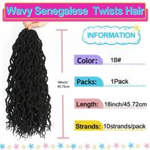 18Inch  Wavy Senegalese Twist Crochet Hair Braids Wavy Ends Synthetic Hair Extension Curly Crochet Twist Braiding Hair