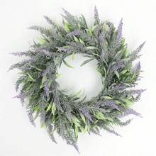 1 Stück künstlicher Lavendel-Kranz, geeignet für Haustür, Landlhaus-Stil Kranz, Wand, Party Hochzeitsdekoration, innen oder außen, Künstlicher Lavendel-Blumen-Kranz, künstliche Pflanzen Heim Dekoration Accessoire, geeignet für Haustür, Wand, Fenster, Party, Feiertage, Hochzeitsdekoration, Landhaus-Kranz, Lila Blumen-Kranz