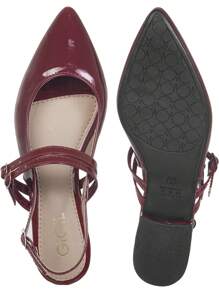 Women's Shoe Slingback Flat Flat Pointed Toe Buckles Mule Social Casual Gigil - Gỗ đỏ - Xem 4