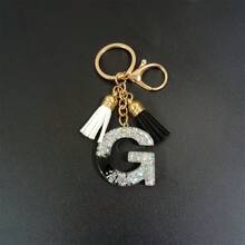 1 件 A-Z 字母休闲可爱黑色钥匙扣吊坠，夏季、秋季、春季、节日、生日、背包配件的优雅礼物