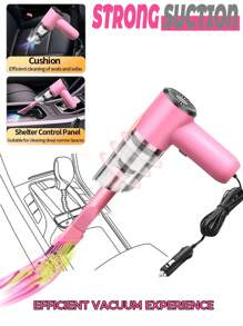 12V Super Suction Car Vacuum Cleaner - High Power Wet & Dry Cleaning Portable Mini-Handheld Cleaning Machines For Effortless Pet Hair Removal,Small Dust,Crumbs,And Debris Removal - Pink - View 4