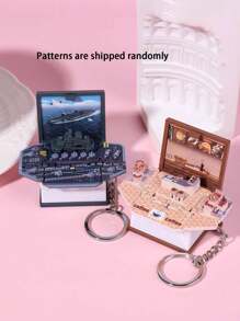 1/2/8pcs 3D Folding Magic Book Mini Keychain, Decompression Creative Keyring, Random Pattern Christmas & Halloween Small Gift Car Accessories Bag Charm School Letter