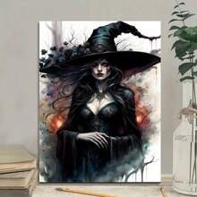 1 Pc Wooden Framed Halloween Wall Art, Horrible Witch In Fairytale Forest Nature Wrapped Canvas Prints Poster Hanging Hardware Included, Home Living Room Office Wall Decor - 24*36吋/60*90公分 附框 - 查看 8