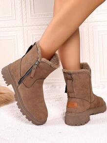 2024 New Thermal Lined Ankle Boots For Women, Winter Warm Snow Boots, English Style Short Booties With Height Increase