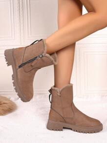 2024 New Thermal Lined Ankle Boots For Women, Winter Warm Snow Boots, English Style Short Booties With Height Increase