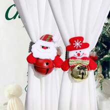 1 件雪人窗帘系带带铃铛，装饰窗帘夹，适用于派对、卧室、客厅（可拆卸铃铛）圣诞节 圣诞装饰 圣诞装饰品 圣诞装饰